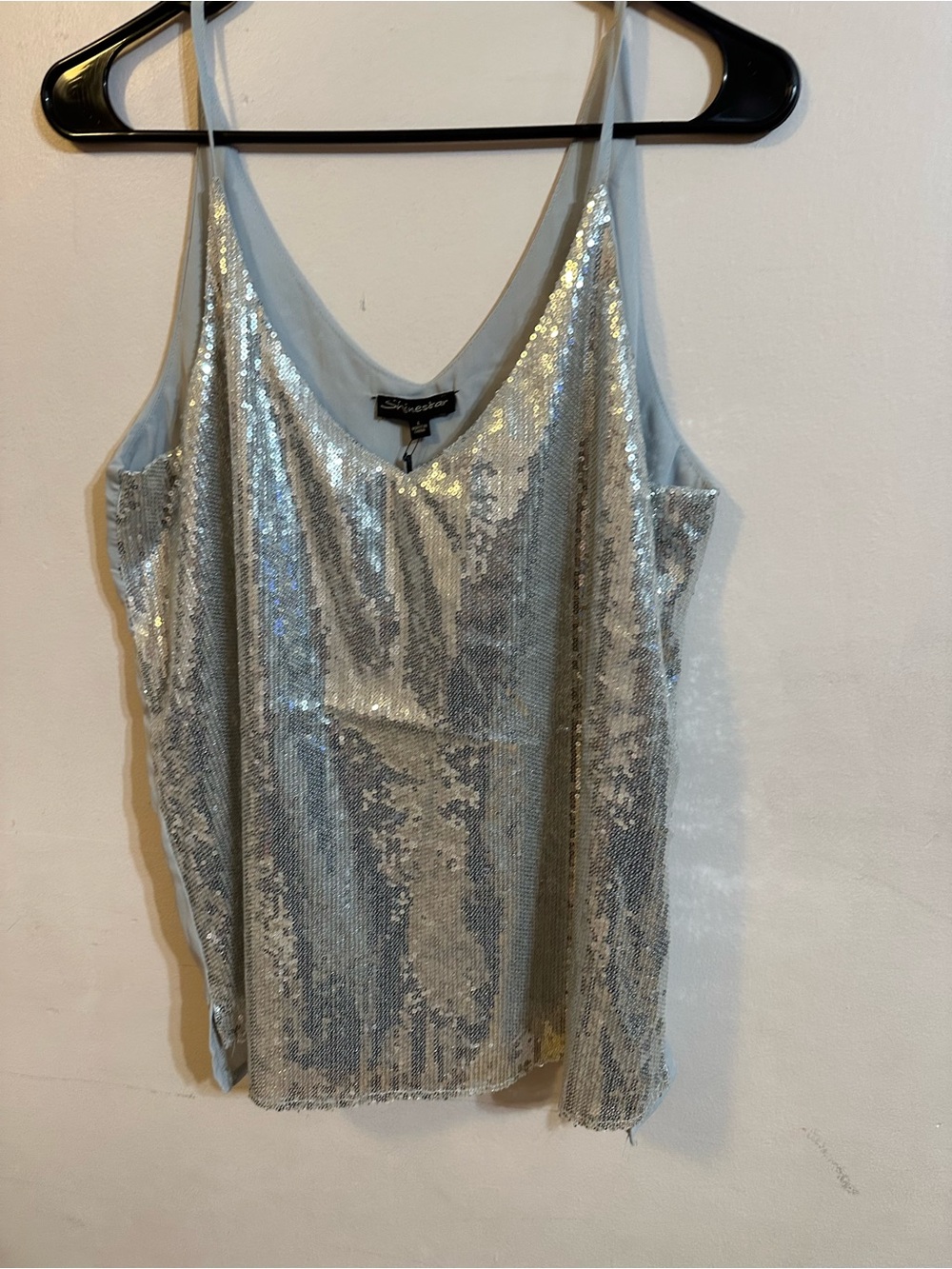 Shinestar Silver Sequin V-Neck Camisole